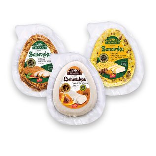 SENOLIŲ LIETUVIŠKAS arba ZANAVYKŲ kep. varšk. sūris (3 rūšių), 22% rieb., 230 g, 250 g