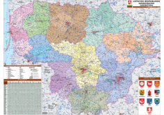 Lietuvos administracinis žemėlapis M1:400000 97x73cm. Laminuotas