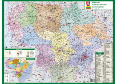 Lietuvos administracinis suskirstymas, žemėlapis 65*50 cm.