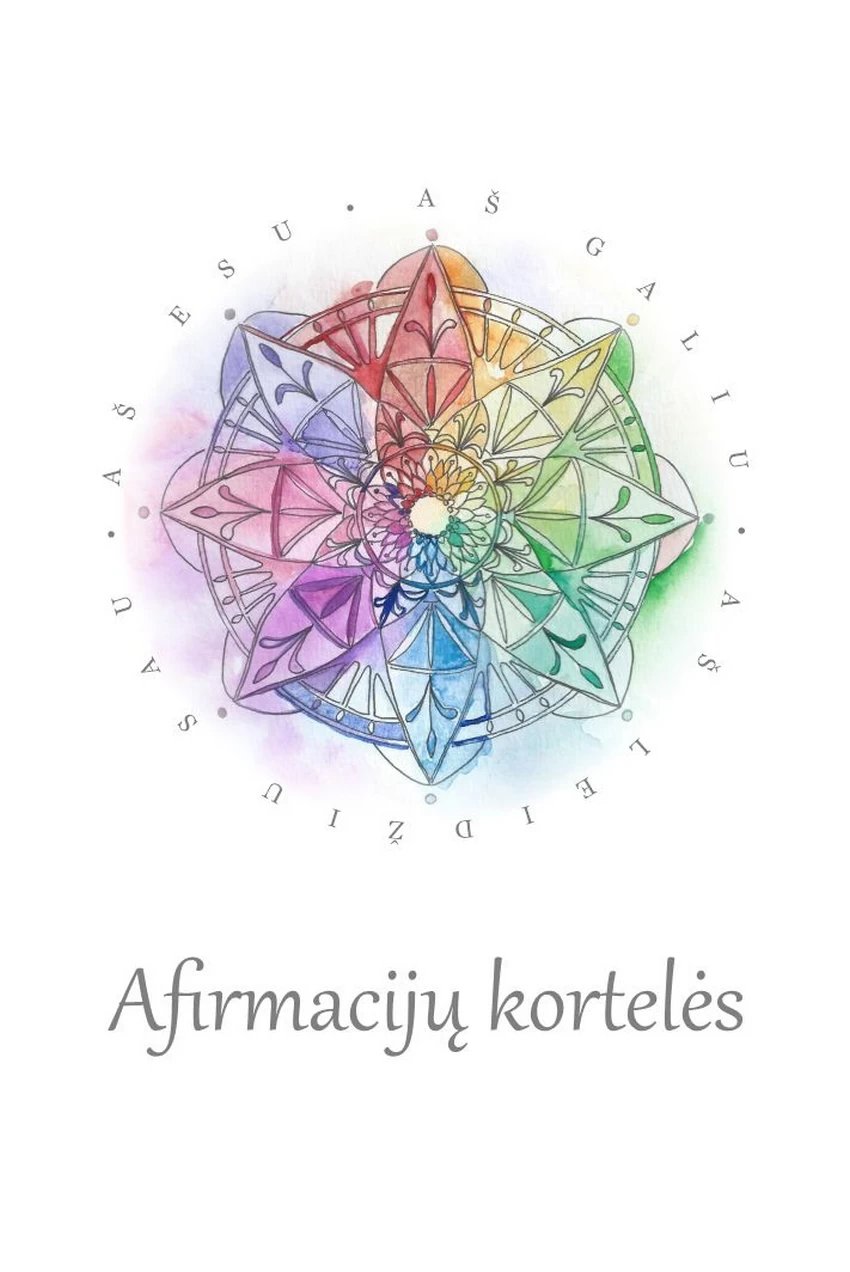 Afirmacijų kortelės su knygele. Aš esu, aš galiu, aš leidžiu sau