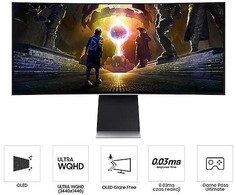 Monitorius Samsung | LS34DG850SUXDU | 34 " | OLED | 21:9 | 175 Hz | 0.03 ms | 3440 x 1440 pikselių | HDMI jungtys quantity 2 | Sidabrinis